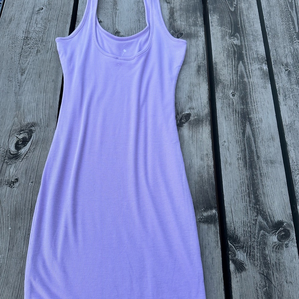 NWT Lilac Purple Cotten Ribbed Mini Dress Sleeveless (L) Love Tree - Picture 5 of 8